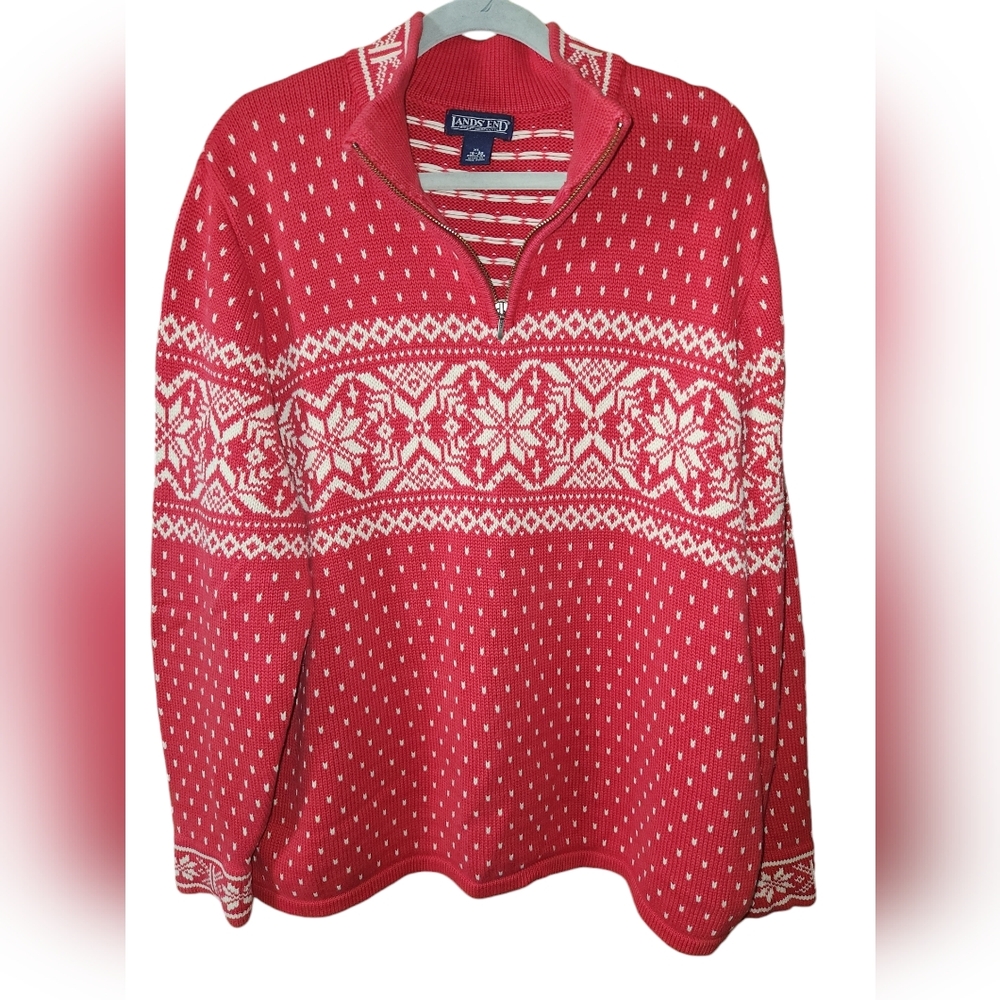 Lands End Snowflake Fair Isle Sweater